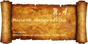 Mazurek Annunciáta névjegykártya